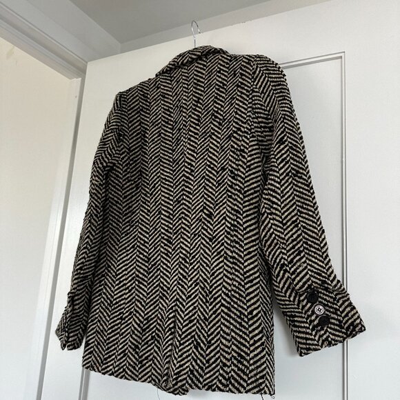 NWOT Anine Bing Diana Blazer Jacket Sz XXS Oversized Fishbone Pattern Wool Blend - Picture 8 of 9